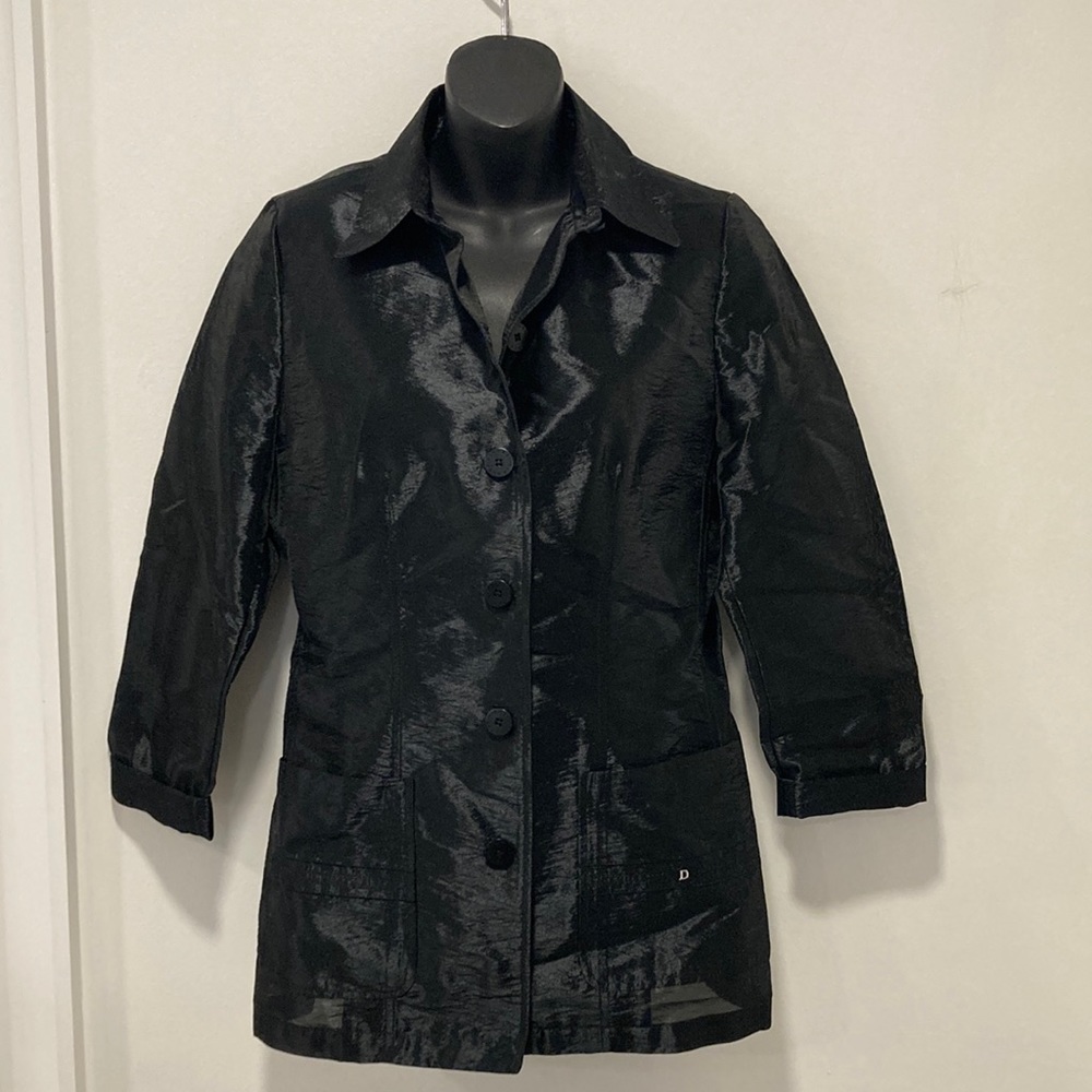 DISMERO Iridescent Black Polyester Long Sleeve Jacket Made in Italy Medi…